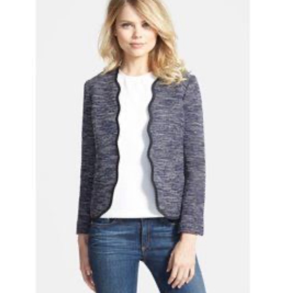 CHELSEA 28 Navy Blue Tweed Heathered Blazer Cardigan NWT
